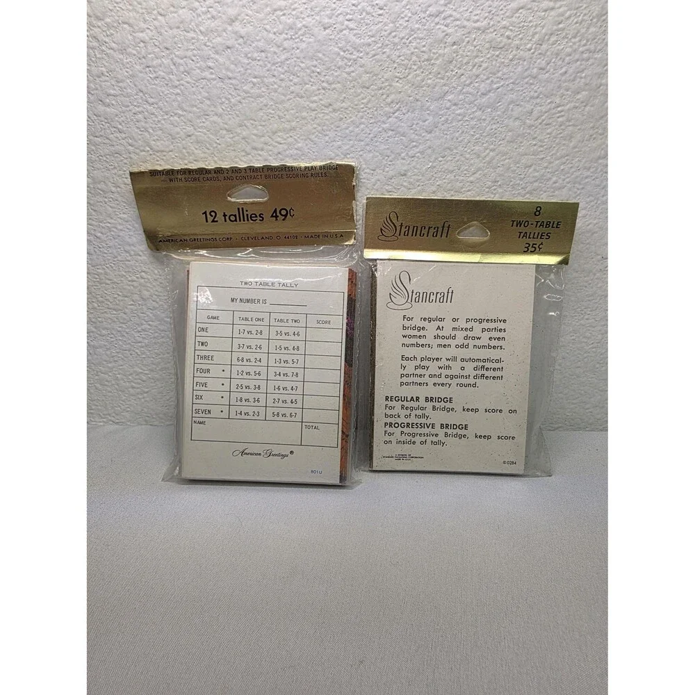 Retro Lot of 2 Bridge Tally Cards Set Vintage – Playing Card Score Cards
